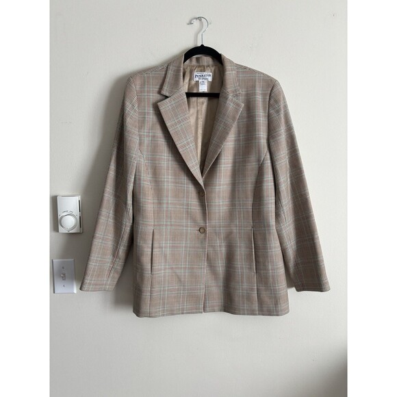 VTG‎ Pendleton Womens Size 16 Virgin Wool Plaid Lined Neutral Beige Blue Purple - Picture 1 of 4